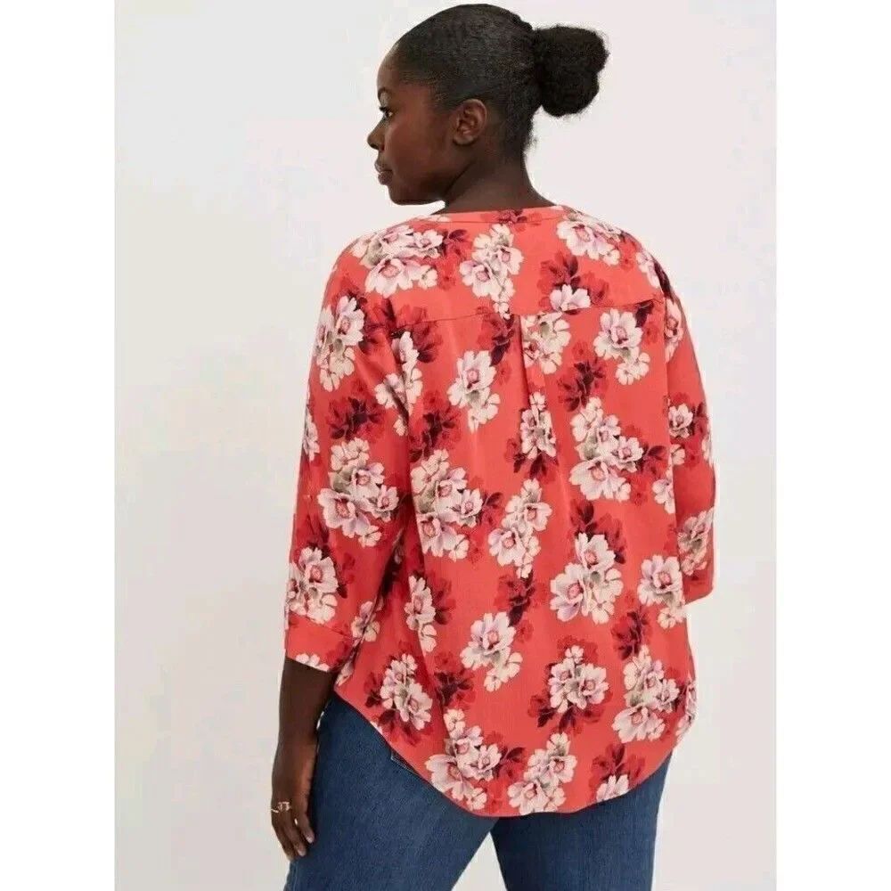 Torrid Harper Rayon Slub Pullover 3/4 Sleeve Blouse Size 4X - Picture 5 of 9